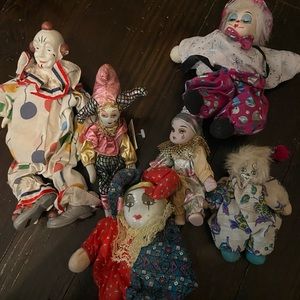 Vintage ceramic clown dolls